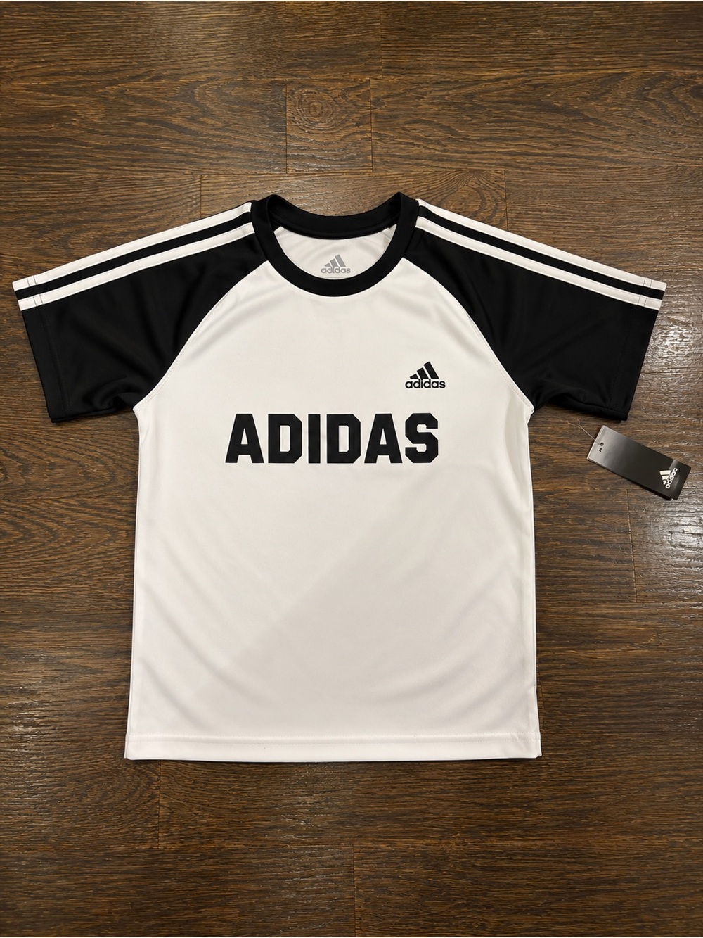 adidas White and Black Short-Sleeve Performance Tee